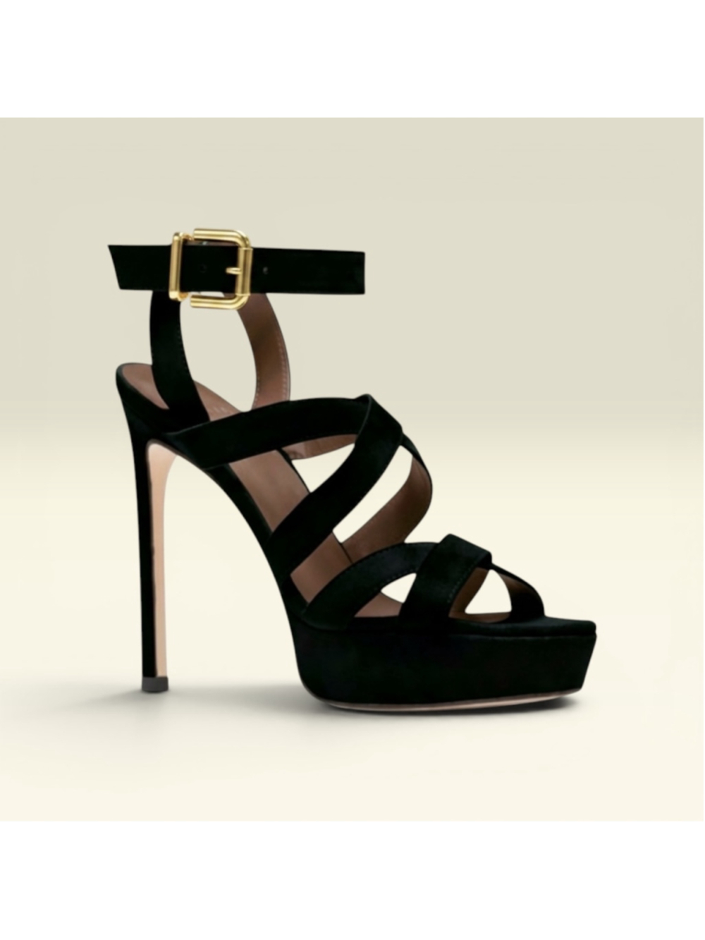 STUART WEITZMAN Black Suede Platform Heels Sandals Stilettos 8